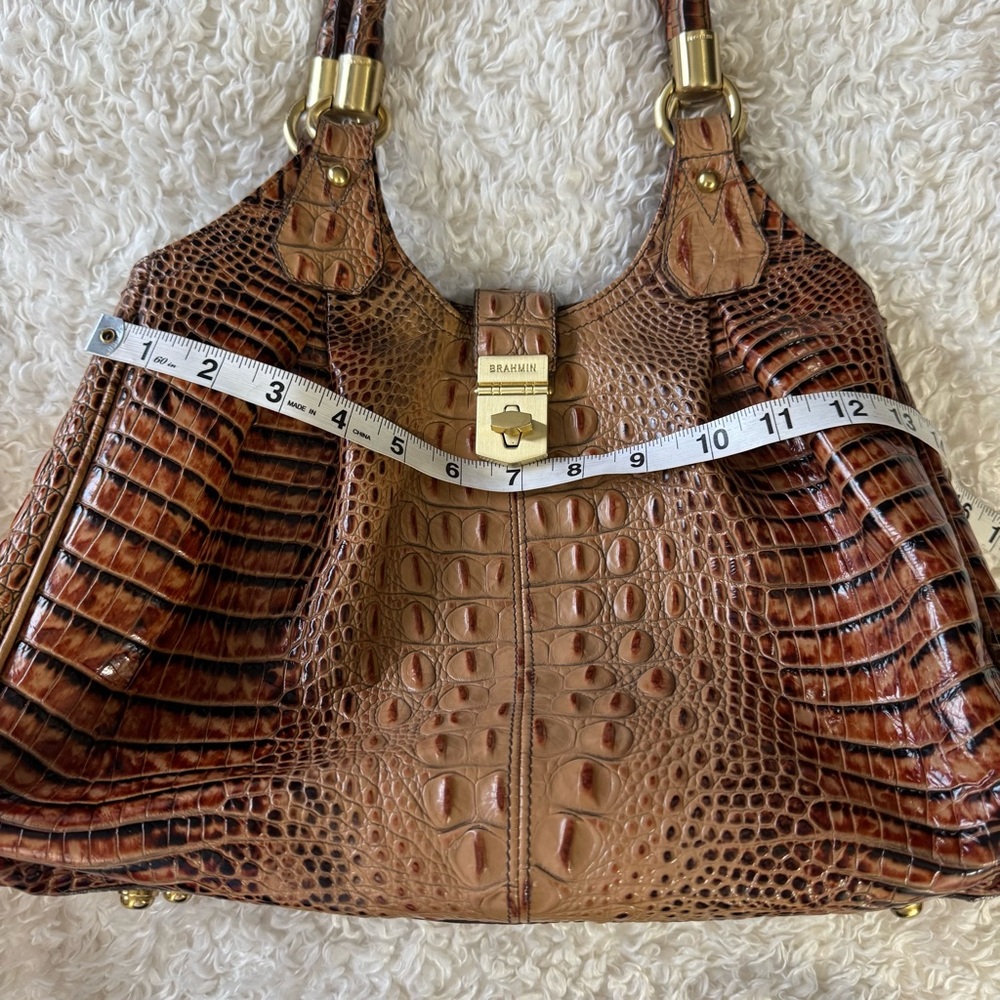 BRAHMIN Melbourne Elisa Toasted Croc Satchel Bag Purse & Wallet - Picture 10 of 16